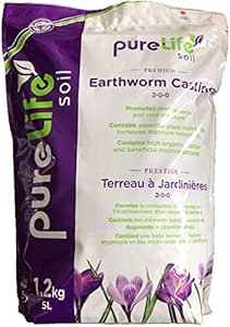 PureLife Soil Premium Worm Castings 5 Liter Bag Promotes Plant Growth and Root Structure