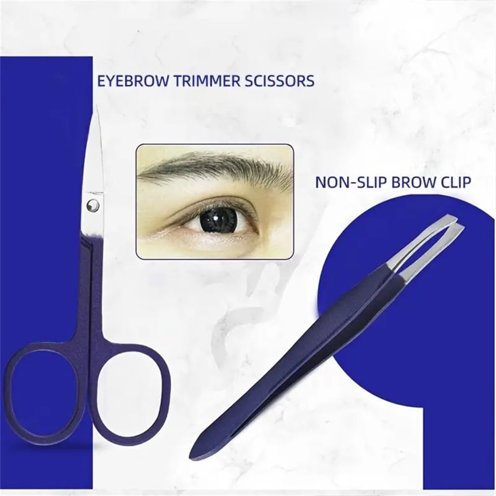 Ensemble de Coupe-Ongles en Acier Inoxydable et Carbone, Bleu, 18 pièces (Bleu)