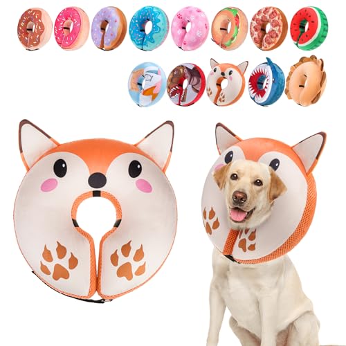 Image of BEAUTYZOO Inflatable Dog Cone Collar Alternative After Surgery, Soft Donut Recovery E-Collar for Large & XL Dogs Girls Boys, Adjustable Pet Neck Cone to Stop Licking Wounds, XL