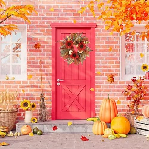Couronne de porte d'entrée décoration Thanksgiving Halloween et automne rustique