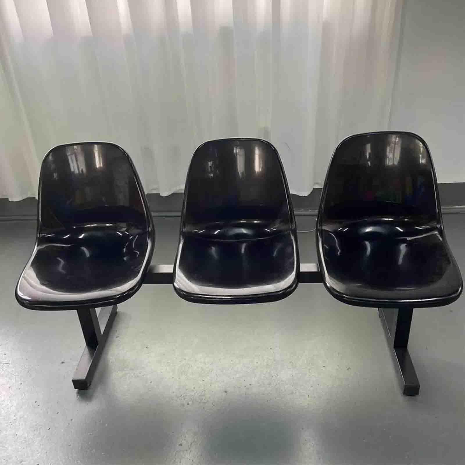 SFSLBFB Waiting Room Bench Set, 3-Seat Office Guest & Reception Chairs, Lobby Bench Seating for Office Airport, Bank, Hospital, Barbershop(Black)