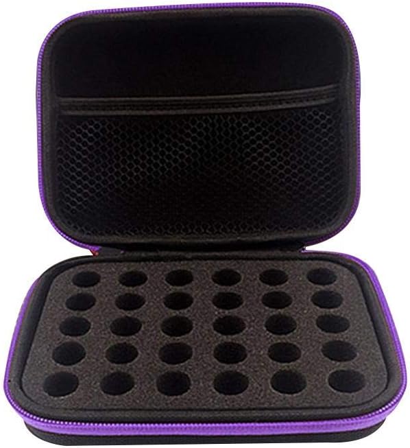 DHXYZZB Essential Oils Carrying Case Holds 30 Grids for 1-3ML Roller Bottles Storage Organizer Bag Hard Shell for Home, Travel, and Presentations(Purple)
