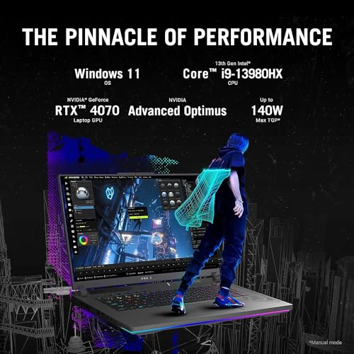 Image of ASUS-ROG Strix G16-Gaming Laptop, 16 inch 165Hz Display,Intel i9-13980HX(24-core), NVIDIA GeForce RTX 4070, 32GB DDR5 RAM, 2TB SSD, Backlit Keyboard, Windows 11 Pro, & Microsoft Office Lifetime License