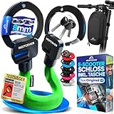 NEXTCOVER® E-Scooter Schloss mit Tasche [Steel-Secure-Technologie] | Handschellenschloss inkl. Transporttasche für Roller, eBike | robustes Lock, Kettenschloss | E Scooter Zubehör