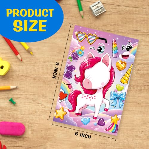 Image of CodersParadise Fantasy Horse & Shark Make-a-Face Sticker Activity Set, 12 Sticker Sheets, Unicorn, Pegasus, Horse & Shark Face Stickers, DIY Sticker Craft for Kids, Birthday Party Favors