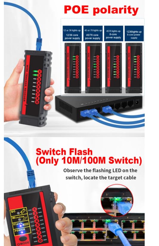 ET605 Tester per cavi di rete RJ45/RJ11 CablePort Test POELAN BreakCircuitAnalyze Cable TracingLine MaintenanceTool