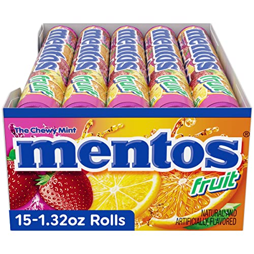 Image of Mentos Chewy Mint Candy Roll, Fruit Mint Candies, 14 Pieces Per Roll, 15 Count Party Pack