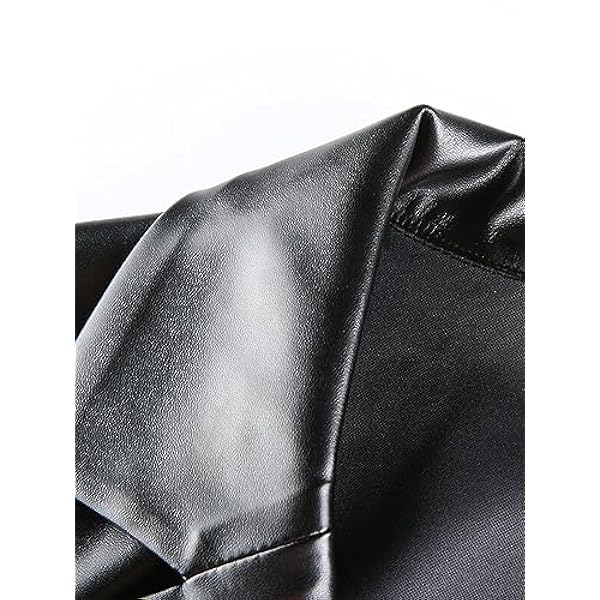 Adhdyuud Vrouwen Casual Faux Lederen Jas Herfst Revers Enkele Knop Pu Jas Losse Effen Blazer