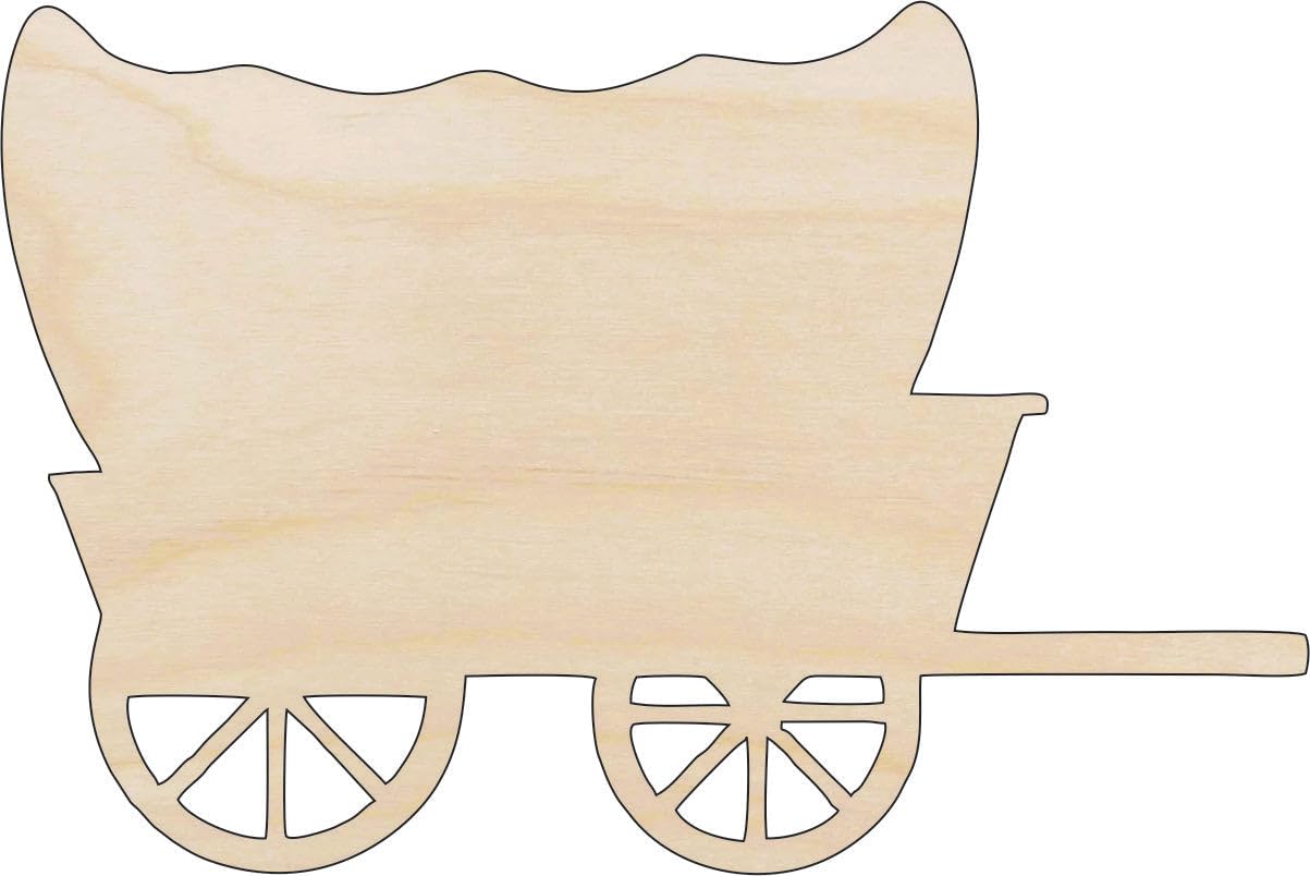 Wagon - Laser Cut Out Unfinished Wood Craft Shape WGN6 8" / 1/4" thick