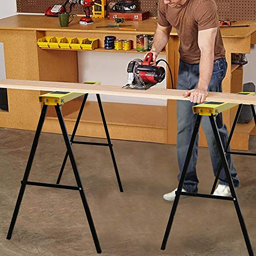 Forup Portable Folding Sawhorse, Heavy Duty Twin Pack, 275 lb Weight Capacity Each 2 Pack (Yellow) - Image 5