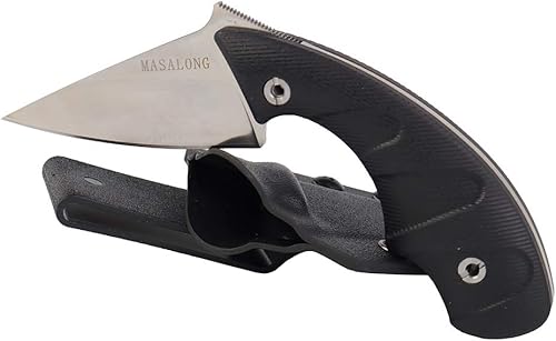 MASALONG Cuchillo táctico súper duro de acero D2 kni200-b con vaina kydex cuchillo EDC (primera versión)