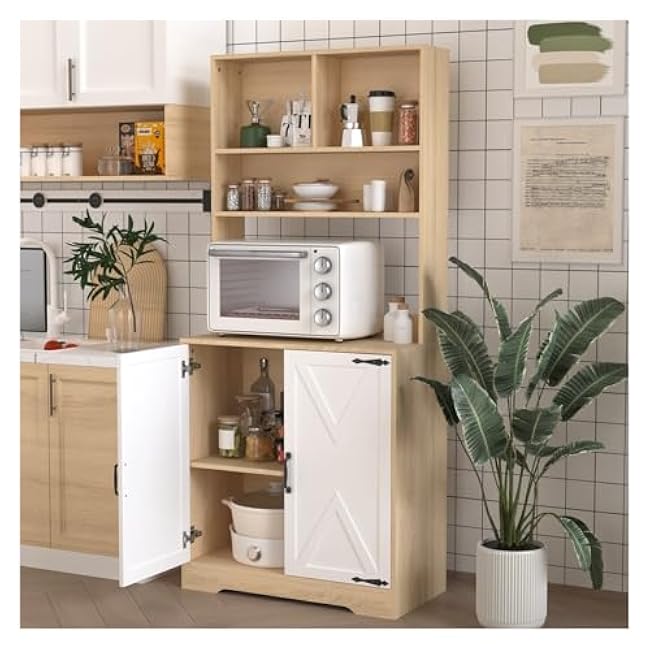 Pantry Cabinet with 2 Doors, 3-Tier Shelves, Freestanding Larder Cupboard, Pantry Storage Cabinet for Kitchen, Dining Room,for use in Restaurants