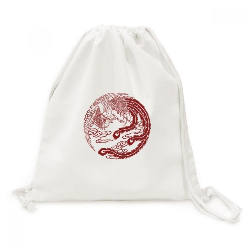 Toile drawstring backpack phoenixes pliable et résistant pour voyage