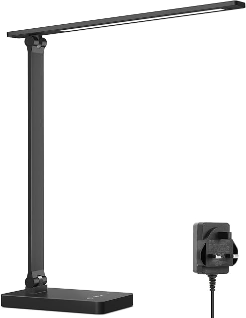 Lepro Desk Lamp, Eye Caring LED Desk Lamp, 9W 655lm, Dimmable Table Lamp, 5 Brightness Levels x 3 Colour Modes, Touch Control Daylight Lamp for Back to School, Office, Reading, Bedside, Nails and More