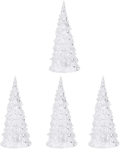 Miniatura 1 de Uonlytech 4 piezas mini árbol de Navidad iluminado LED acrílico árbol de Navidad que cambia de color árbol de Navidad para decoración de centros de