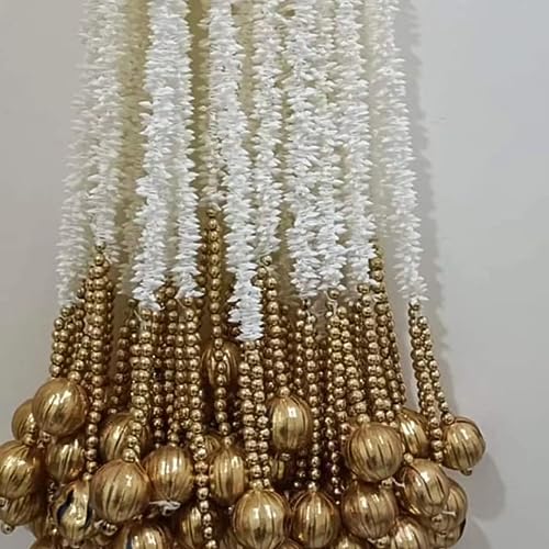 Sellplus handgefertigte Wandtür Moti Gajra mit Gota Ball Schnur mit goldenen Perlen, hängende Torans für Heimdekoration und alle Festival-Dekoration