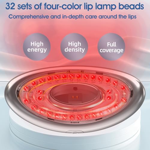 2 in 1 Lippen und Zähne Rotlicht Gerät für Glättung von Lippenfalten,Lippenfarbe Verbessern,Zahnaufhellung mit Blaulicht (Silber)