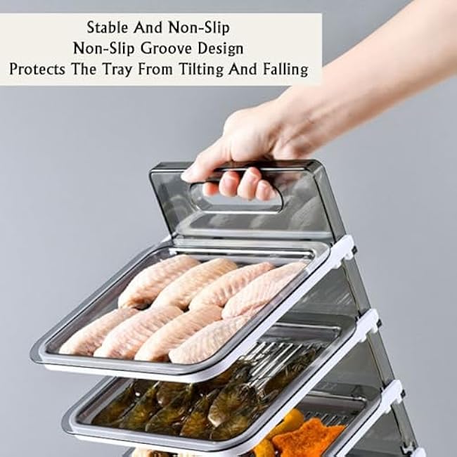 Multilayer Food Sorting Tray,Wall Mounted Kitchen Rack, Stackable Vegetable Preparation Trays for Hot Pot Food Preparation(Green)