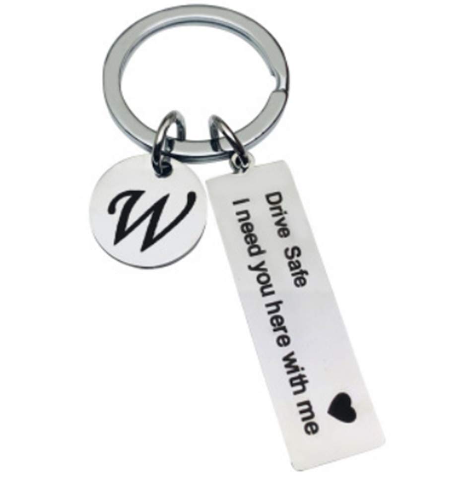 WINCSPACEDrive Safe Keychain 26 Letter Keychain Drive Safe I Need You Here with Me Appreciatione Preesent Gift For Driver