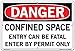 Vestil SI-D-43-D-AL-040 CONFINED SPACE ENTRY CAN BE FATAL ENTER BY PERMIT ONLY Danger Sign, Aluminum, 0.040" Overall Size, 18.5" W x 12.5" H