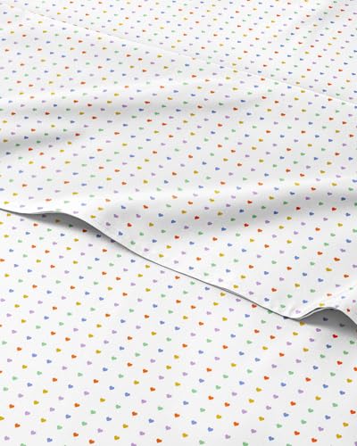 Image of Kids Full Size Multicolor Hearts Bed Sheets - 4 Piece Kids Sheet Set | Multicolor Hearts Themed Bedding, Ultra-Soft, Cute & Cozy, Breathable & Machine Washable, Bed Set for Boys, Girls & Teens