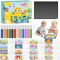 30 Sets Ocean Animal Sand Art Kits - Sand Painting Pictures DIY Ocean Craft Colored Sands Art Painting Cards Frame Kit Set Coloring Craft Kits for Arts Crafts Fun Home Activities School Class Rewards