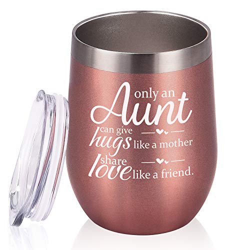 Auntie Birthday Gifts Wine Tumbler, Funny Birthday Gifts for Aunts from Nephew Niece, 12 Oz Auntie Sippy Cup Wine Tumbler for Chiristmas Xmas Present