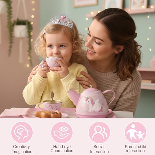 Image of Tea Party Set for Little Girls, 49PCS Princess Tea Time Toys Including Tea Set Dessert Carrying Case, Toddler Girl Toys Kids Kitchen Pretend Playset, 3 - 8 Year Old Girl Birthday Children's Day Gifts