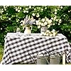 Gray Cotton Farmhouse Plaid Tablecloth Rectangle 63×109 Gray Cream