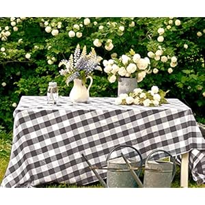 Gray Cotton Farmhouse Plaid Tablecloth - Rectangle, 63x109, Gray & Cream Gray Cotton Farmhouse Plaid Tablecloth Rectangle 63×109 Gray Cream