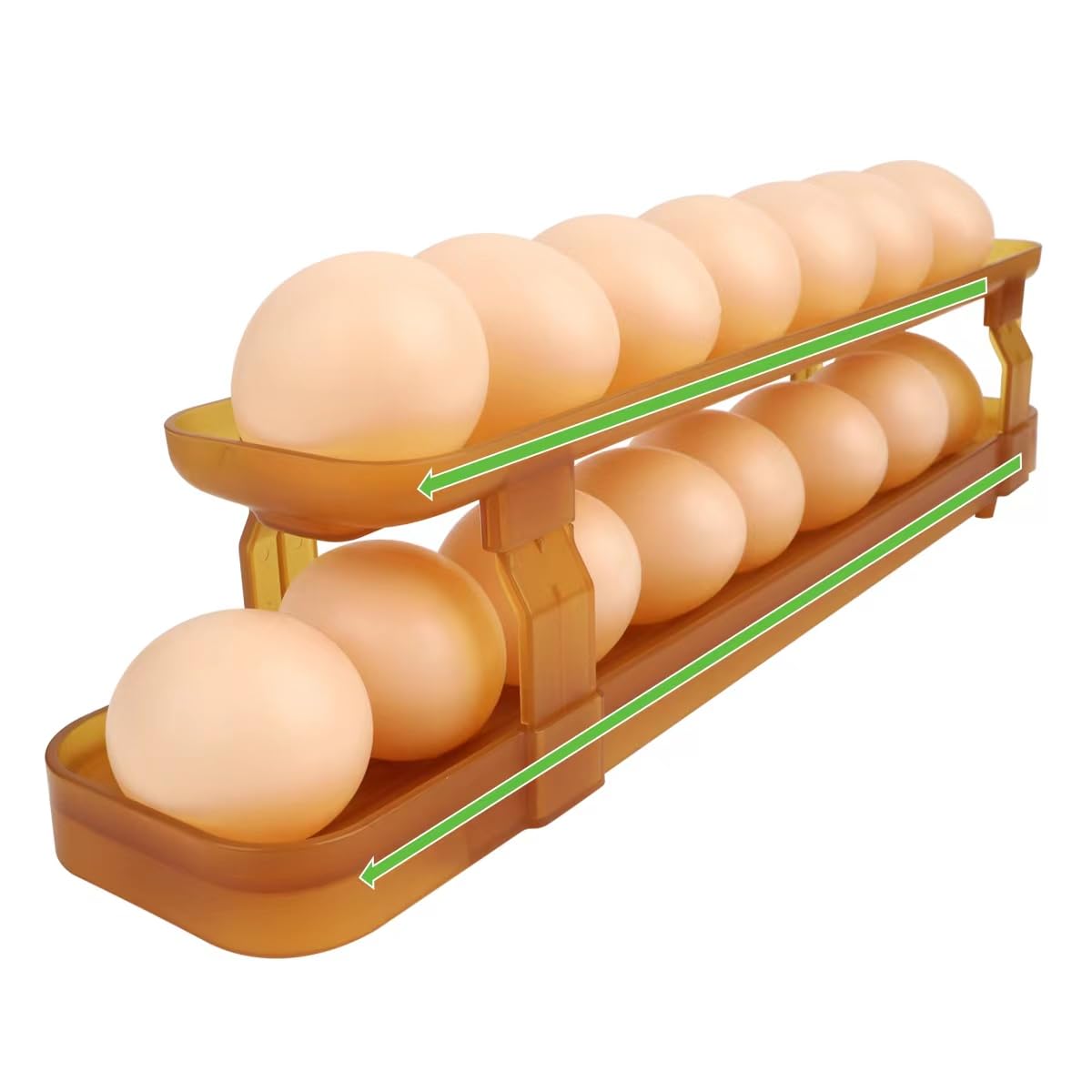 Egg Holder for Refrigerator, Space-Saving Rolling Egg Dispenser and Egg Organizer for Refrigerator Storage【Brown, 1set】