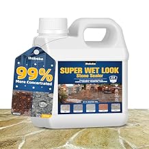 Super Wet Look Stone Sealer 32oz/946ml [Upgarde]Durable & Long-Lasting Protection, High Gloss Finish for Patios, Driveways, Pavers, Interior & Exterior Color Enhancement & Easy Maintenance