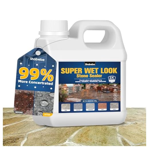 Super Wet Look Stone Sealer 32oz/946ml [2025 Upgarde]–Durable & Long-Lasting Protection, High Gloss Finish for Patios, Driveways, Pavers, Interior & Exterior Color Enhancement & Easy Maintenance