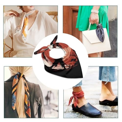 25" Square Head Scarf Samurai Lightweight Silk Scarf for Women Boho Neckerchief Soft Satin Bandanas Fashion Neck Scarves Silk Headwear for Bag Hair Scarves Gift4