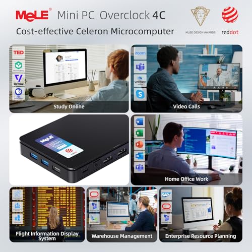 Image of MeLE Overclock4C N300 Mini PC with Win 11 Pro(up to 3.8GHz 8C /8T) 16GB DDR4 512GB Micro Desktop Computer,4K Triple Display, All-in-one USB-C, USB3.2 /WiFi /BT /Ethernet on Business Home Office