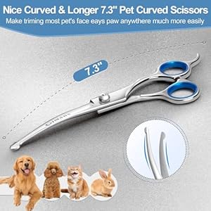 Gimars Titanium Coated Professional 6 in 1 4CR Stainless Steel Dog Grooming Scissors with Safety Round Tip Heavy Duty Pet Grooming Scissor for Dogs Cats and Other Animals