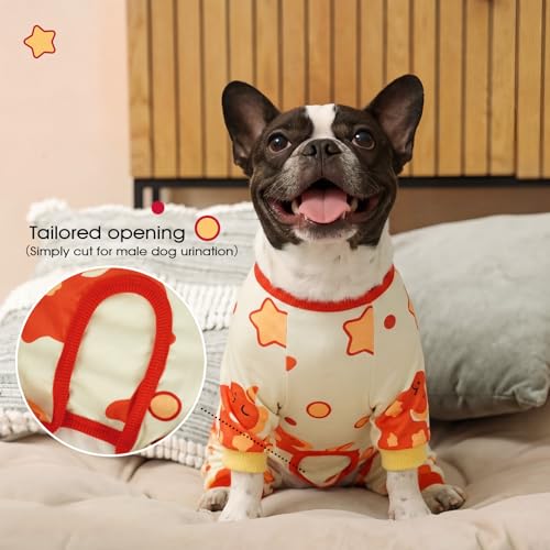 Image of BRKURLEG Soft Dog Pajama, Dog Recovery Suit, Beige, XXL | Long Sleeve Prevent Shedding, Anti-Licking wounds, Pet Onesie Cute & Stretchy Puppy Jumpsuit Pjs for Small to Large Breeds