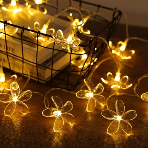 AOOTE Guirlande Lumineuse en forme de fleur de cerisier rose,3M 20 LED Guirlande Cerisier Lumineuses,Blanc Chaud Lumineuse LED en Fleurs de Cerisier pour...
