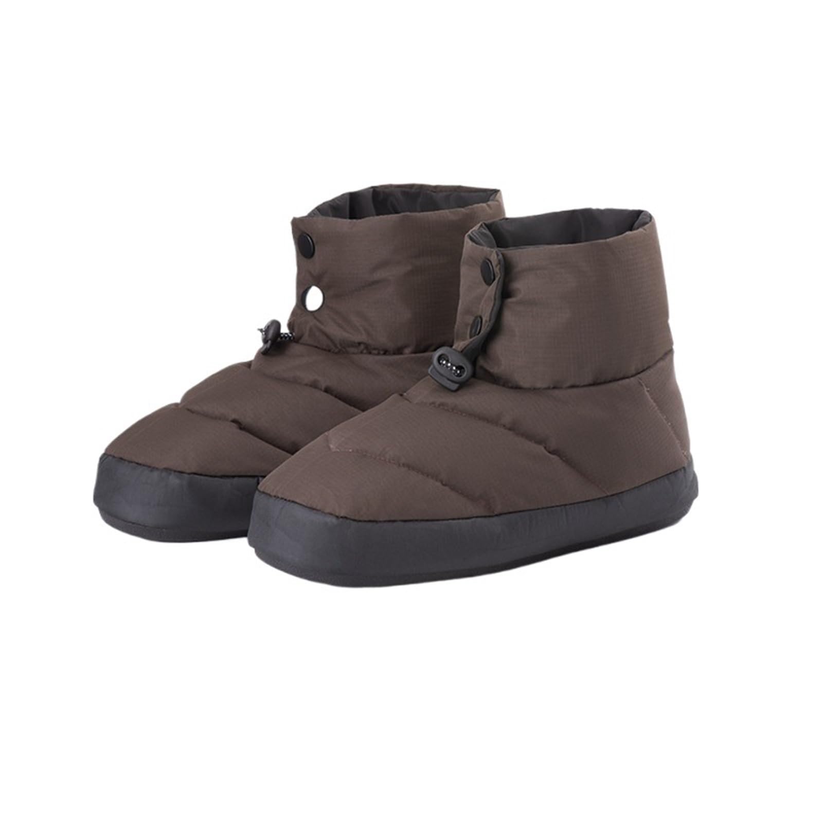 Camping Daunenstiefel Entendaunen-High-Top-Camp-Schuhe, Winter-warme Daunen-Campingschuhe, wasserdichte und Winddichte und rutschfeste Daunenschuhe for den Außenbereich(Coffee,XXL 40-41)