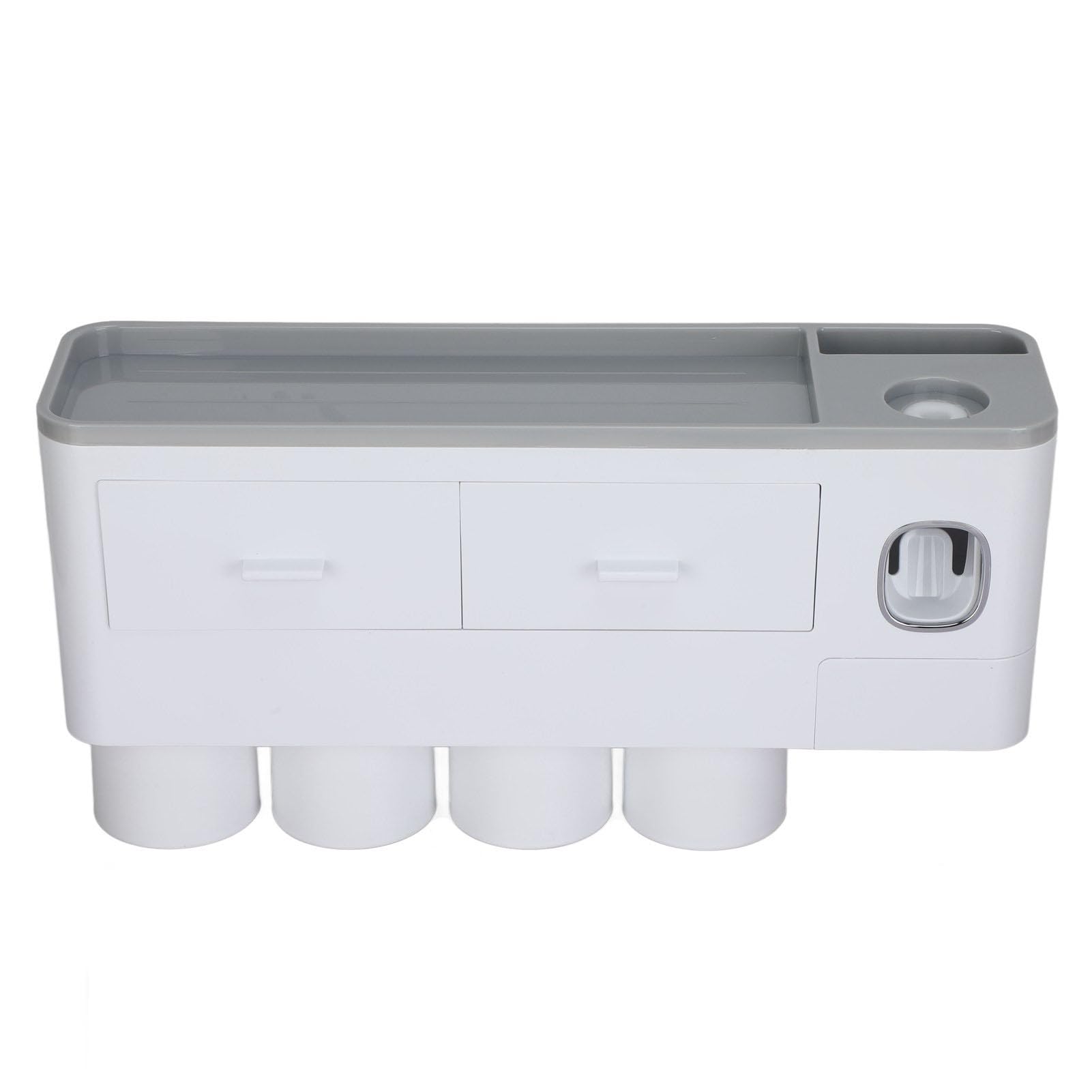 Juego de Soporte para Cepillos de Dientes de Pared con Dispensador Automático de Pasta de Dientes para Baño, Ahorro de Espacio, Color Gris