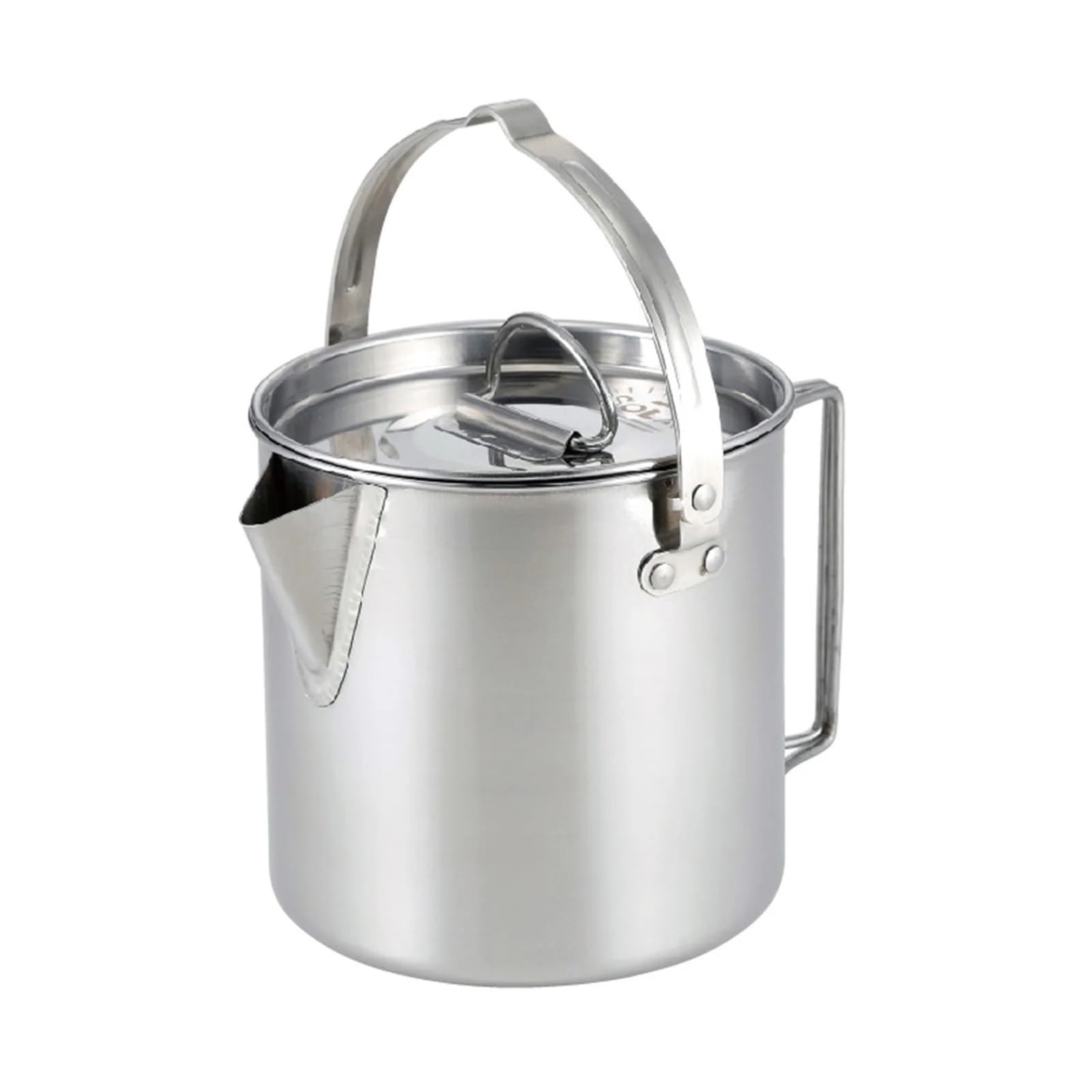 Bouilloire de camping en acier inoxydable 1,2L avec couvercle pour randonnée