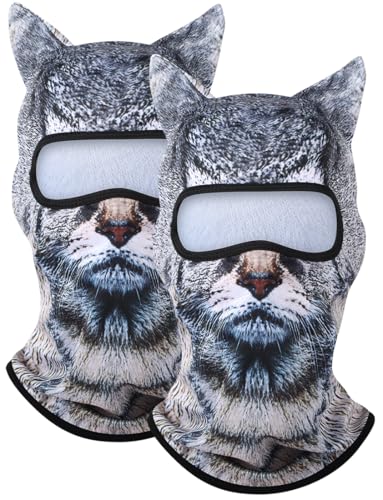 Image of 3D Cat Ski Balaclava Sheisty Face Mask with Ears Cute Animal Ski Mask for Music Festivals Raves Party Outdoor Activities