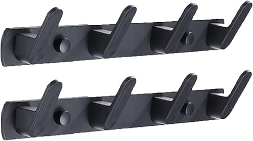 Perchero de pared moderno para colgar abrigos, ropa, sombreros, bolsas con 4 ganchos, toallero negro de aluminio espacial para cocina, entrada,