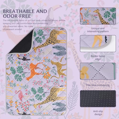 Image of IEUUMLER Washable Pee Pads for Dogs, 2 Pack Reusable Waterproof Puppy Pads, Non-Slip Super Absorbent Dog Training Pad for Playpen Crate Bed EU013 Dusty Lavender Jungle, 30x20