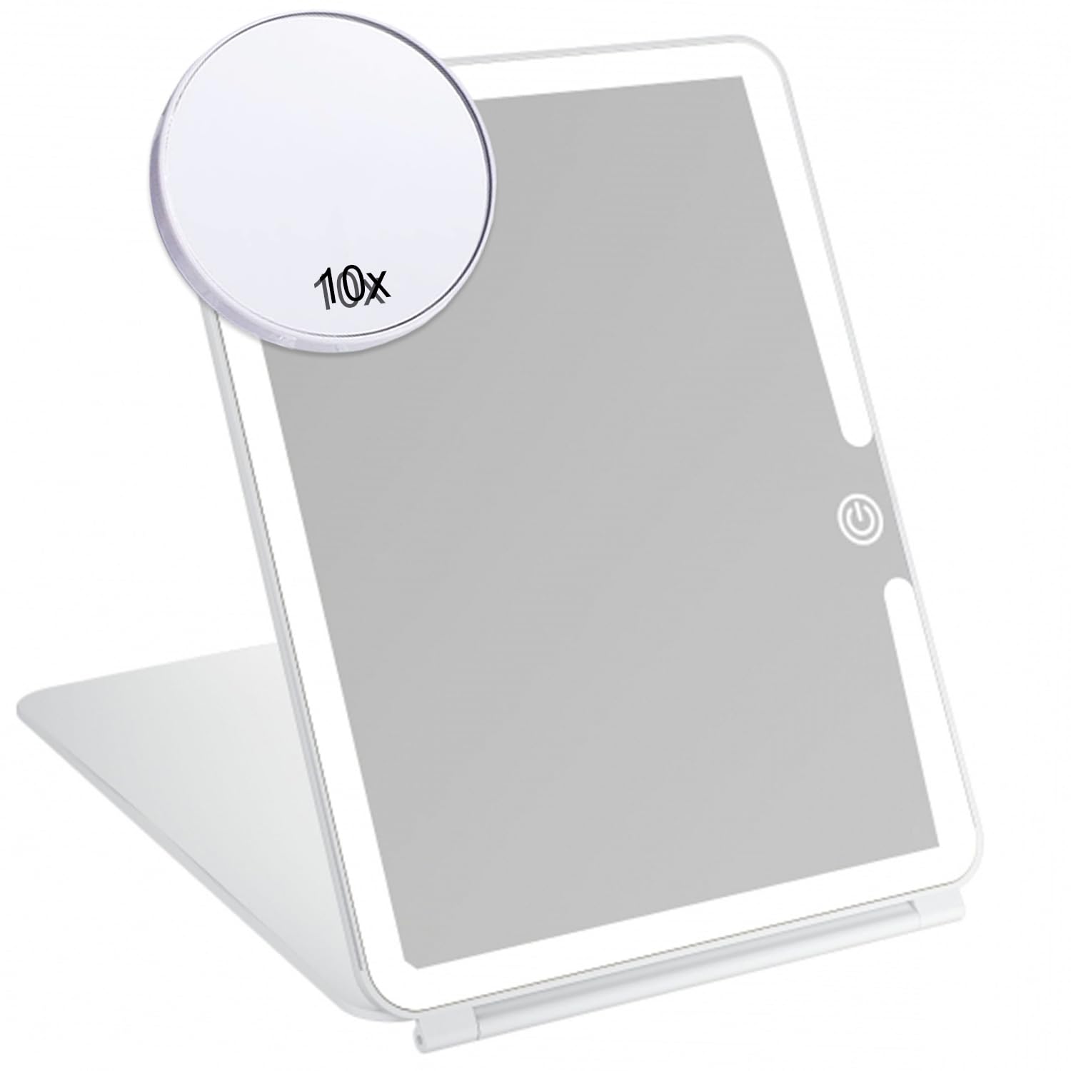 ATEK Rechargeable Makeup Mirror with Lights, Portable LED Lighted Travel Mirror with 3 Colour Modes Cosmetic Tabletop Light Up Mirror with touch Screen 10X Magnifier Light Up Beauty