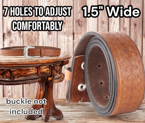 Image of F&L CLASSIC Western Belt without buckle for men - Full Grain Leather Cowboy Belts for jeans - One Piece Leather strap belt