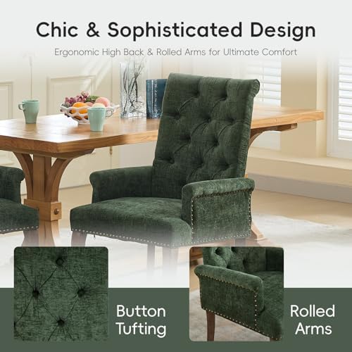 KIUMU Upholstered Tufted Chenille Dining Chairs - Thumbnail 4