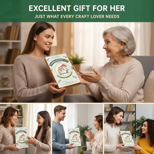 Image of CYANFOUR Embroidery Kit for Beginners, 4 Stages to Learn 38 Stitches, with Step-By-Step Instructions and Clear Videos, Includes Multiple Accessories, Gift for Craft Lovers