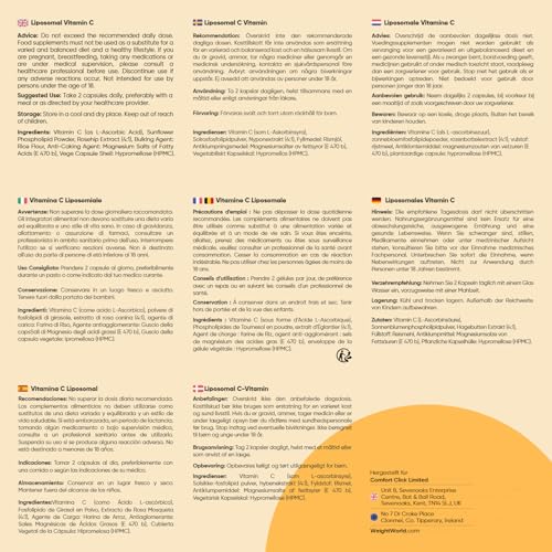 Liposomal Vitamin C - 1000 mg Vit C, 100,2 mg Sonnenblumenphospholipide & 30 mg Hagebutte - 180 vegane Kapseln - Vitamin C trägt zur Verringerung von Müdigkeit und Erschöpfung bei (EFSA) - WeightWorld