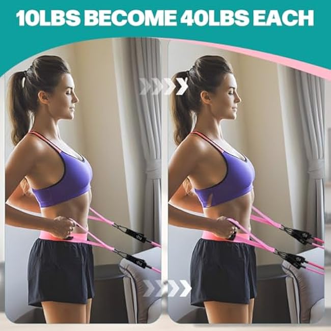 Multi-Functional Pilates Bar Kit with Resistance Bands, Ankle Bands for Leg Butt Training, Adjustable 3-Section for Full Body Workouts, Pilates Workout Equipment for Legs, Hip, Waist, Arm